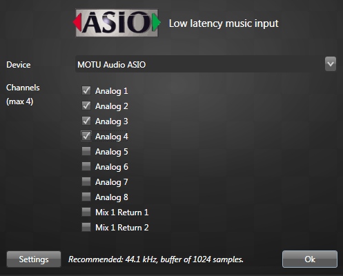ASIO music with the Motu 8pre
