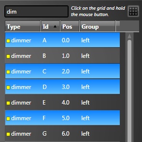 Selecting multiple dmx fixture attributes in the list