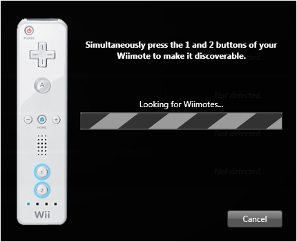 The window when connecting a new wiimote
